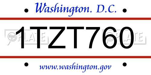 1TZT760 District Of Columbia License Plate