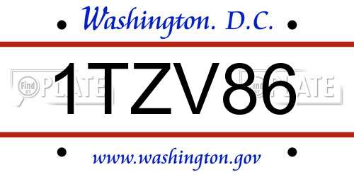 1TZV86 District Of Columbia License Plate