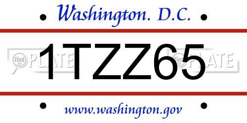 1TZZ65 District Of Columbia License Plate
