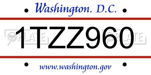 1TZZ960 District Of Columbia License Plate