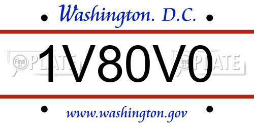 1V80V0 District Of Columbia License Plate