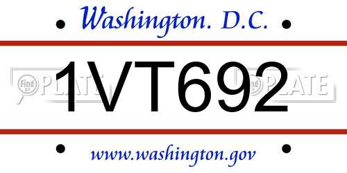 1VT692 District Of Columbia License Plate