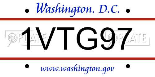 1VTG97 District Of Columbia License Plate
