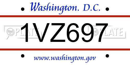 1VZ697 District Of Columbia License Plate