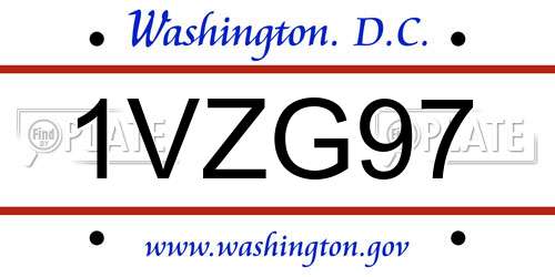 1VZG97 District Of Columbia License Plate