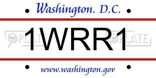 1WRR1 District Of Columbia License Plate