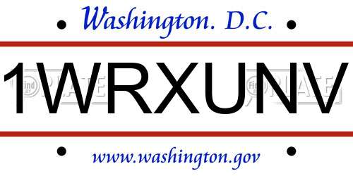 1WRXUNV District Of Columbia License Plate