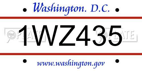 1WZ435 District Of Columbia License Plate