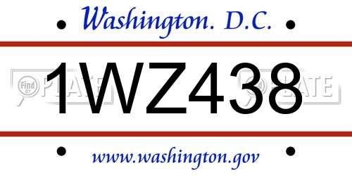 1WZ438 District Of Columbia License Plate
