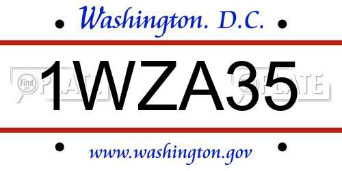1WZA35 District Of Columbia License Plate