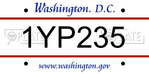 1YP235 District Of Columbia License Plate