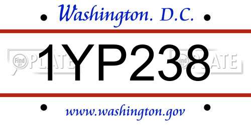 1YP238 District Of Columbia License Plate
