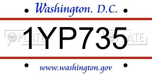 1YP735 District Of Columbia License Plate