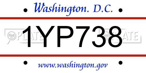 1YP738 District Of Columbia License Plate