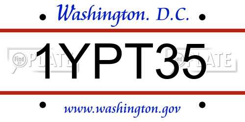 1YPT35 District Of Columbia License Plate
