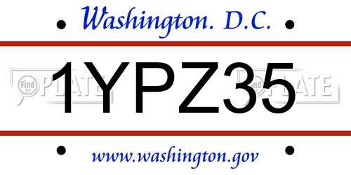 1YPZ35 District Of Columbia License Plate