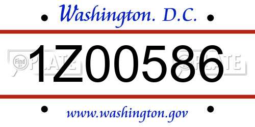 1Z00586 District Of Columbia License Plate