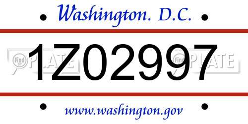 1Z02997 District Of Columbia License Plate