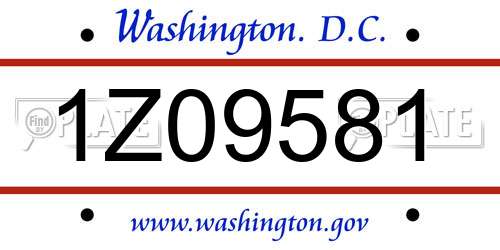 1Z09581 District Of Columbia License Plate