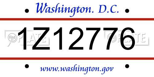 1Z12776 District Of Columbia License Plate