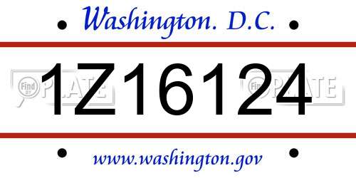 1Z16124 District Of Columbia License Plate