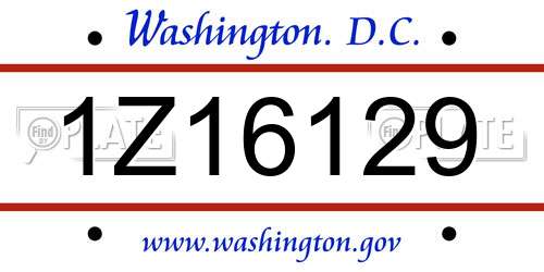 1Z16129 District Of Columbia License Plate