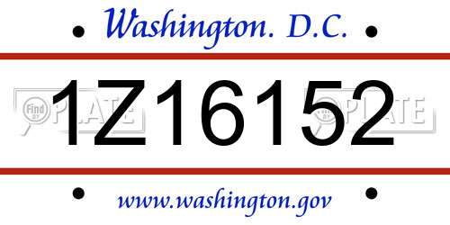 1Z16152 District Of Columbia License Plate