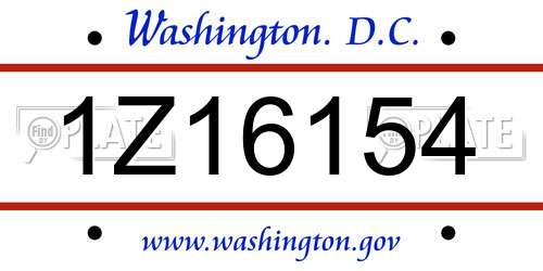 1Z16154 District Of Columbia License Plate