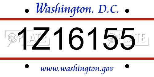 1Z16155 District Of Columbia License Plate