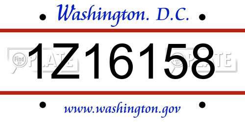 1Z16158 District Of Columbia License Plate