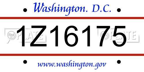 1Z16175 District Of Columbia License Plate