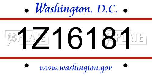 1Z16181 District Of Columbia License Plate