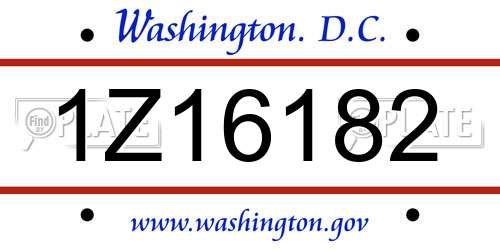 1Z16182 District Of Columbia License Plate
