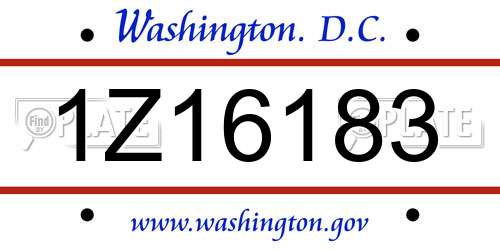 1Z16183 District Of Columbia License Plate