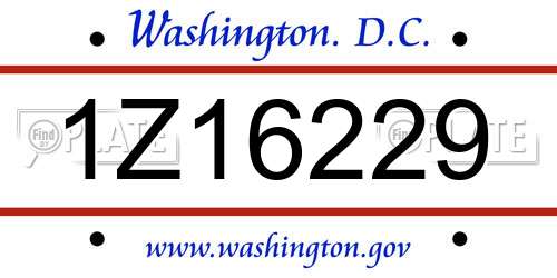 1Z16229 District Of Columbia License Plate