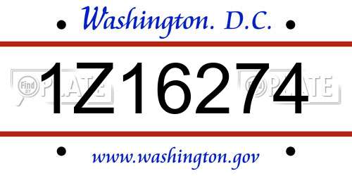 1Z16274 District Of Columbia License Plate