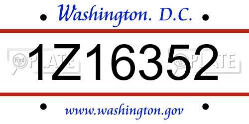 1Z16352 District Of Columbia License Plate