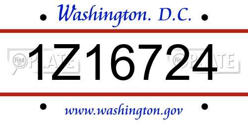 1Z16724 District Of Columbia License Plate