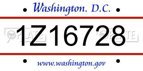 1Z16728 District Of Columbia License Plate