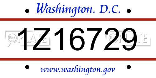 1Z16729 District Of Columbia License Plate