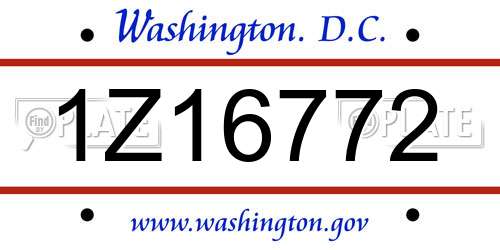 1Z16772 District Of Columbia License Plate
