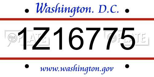 1Z16775 District Of Columbia License Plate