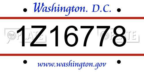 1Z16778 District Of Columbia License Plate