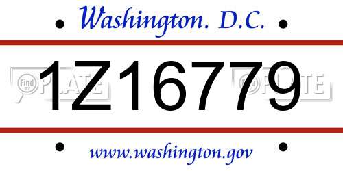 1Z16779 District Of Columbia License Plate