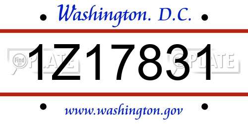 1Z17831 District Of Columbia License Plate