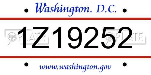 1Z19252 District Of Columbia License Plate