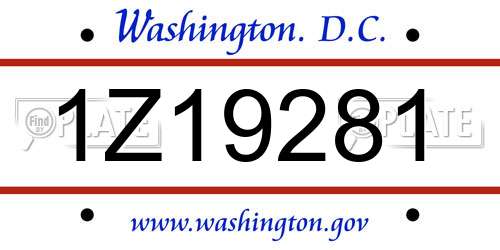 1Z19281 District Of Columbia License Plate