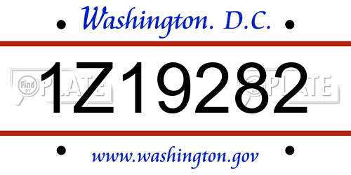 1Z19282 District Of Columbia License Plate