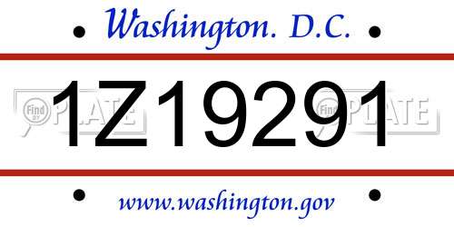 1Z19291 District Of Columbia License Plate