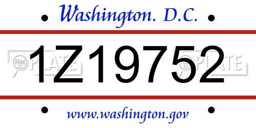 1Z19752 District Of Columbia License Plate